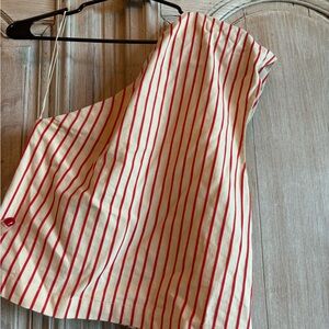 Rosie Assoulin Red and Cream Striped Top